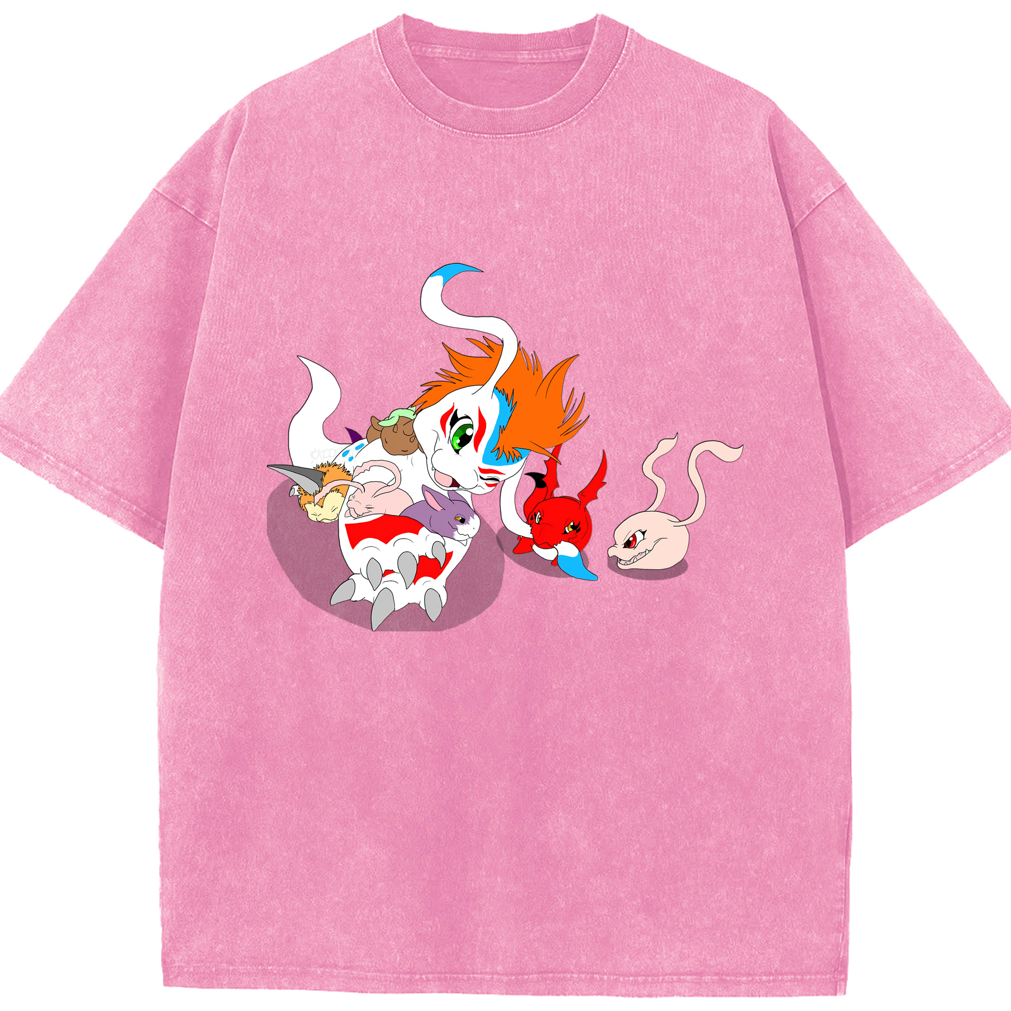 （画像用） Digimon デジタルモンスター/デジモン 綿100% ヴィンテージ風 半袖Tシャツ（フロントプリント）